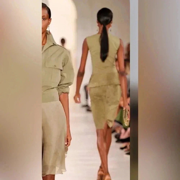 Ralph Lauren Collection Purple Label Runway Leather Suede Blouse Top Peplum 10 M - Picture 4 of 12